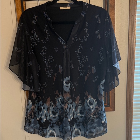 Timeson Tops - Black Floral Blouse By Timeson. Size L